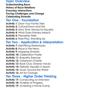 Race Relations Worksheet Activity Booklet