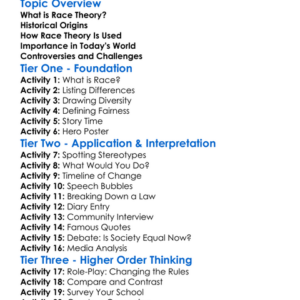Race Theory Worksheet Activity Booklet