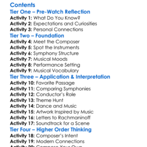 Rachmaninoff Symphonies Nos 1-3 Symphonic Dances 2018 Worksheet Activity Booklet