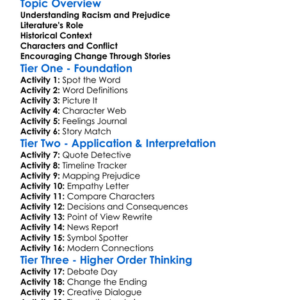 Racism And Prejudice In Literature Worksheet Activity Booklet
