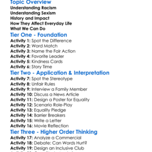 Racism And Sexism Worksheet Activity Booklet
