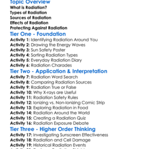 Radiation And Its Effects Worksheet Activity Booklet