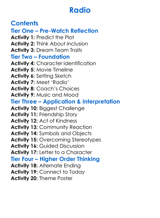 Radio Worksheet Activity Booklet