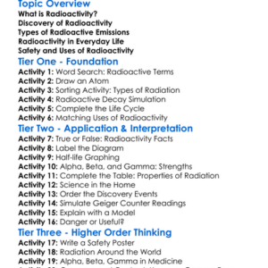 Radioactivity And Its Types Worksheet Activity Booklet