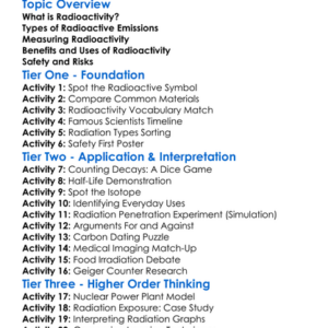 Radioactivity And Its Uses Worksheet Activity Booklet