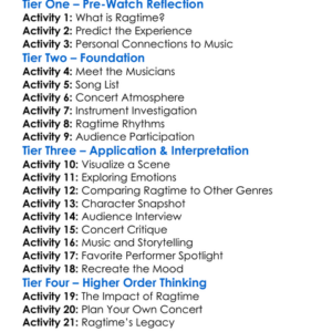 Ragtime Reunion Concert 2024 Worksheet Activity Booklet