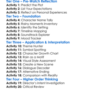 Rain On Film 2013 Worksheet Activity Booklet