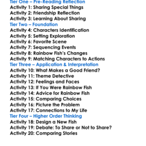 Rainbow Fish Series Marcus Pfister Worksheet Activity Booklet