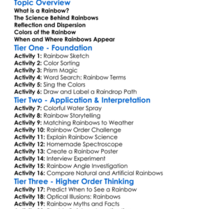 Rainbow Formation Worksheet Activity Booklet