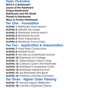 Rainforest Ecology Worksheet Activity Booklet