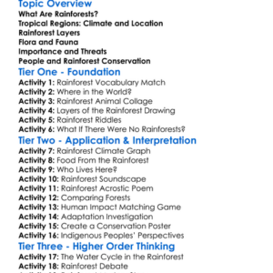 Rainforests And Tropical Regions Worksheet Activity Booklet