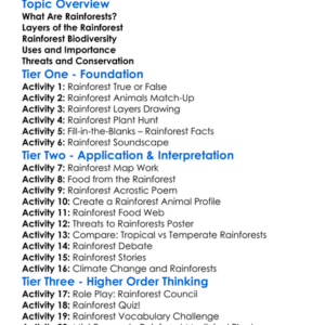 Rainforests Worksheet Activity Booklet