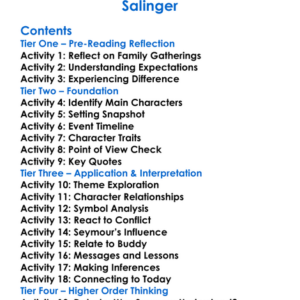 Raise High The Roof Beam Carpenters And Seymour Jd Salinger Worksheet Activity Booklet