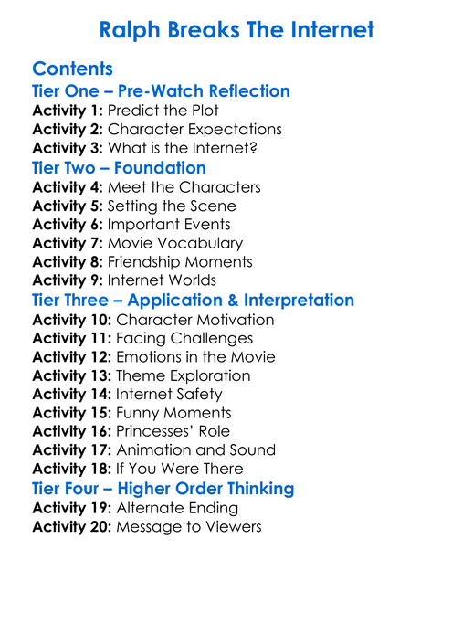 Ralph Breaks The Internet Worksheet Activity Booklet