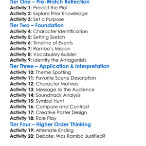 Rambo First Blood Part Ii 1985 Worksheet Activity Booklet