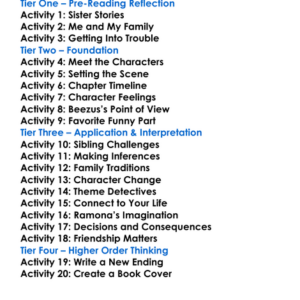 Ramona And Beezus Worksheet Activity Booklet