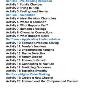 Ramona And Her Father Worksheet Activity Booklet