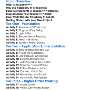 Raspberry Pi For Robotics Worksheet Activity Booklet