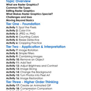 Raster Graphics Manipulation Worksheet Activity Booklet