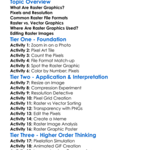 Raster Graphics Worksheet Activity Booklet