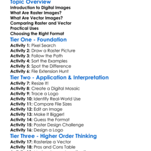Raster Vs Vector Worksheet Activity Booklet