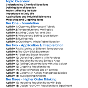 Rate Of Reaction Worksheet Activity Booklet