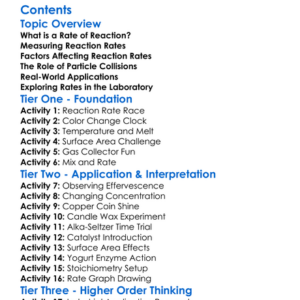 Rates Of Reaction And Factors Affecting Them Worksheet Activity Booklet
