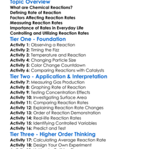 Rates Of Reaction Worksheet Activity Booklet
