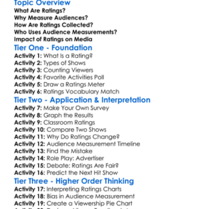 Ratings And Audience Measurement Worksheet Activity Booklet