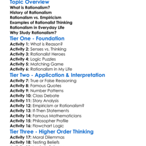 Rationalism Worksheet Activity Booklet