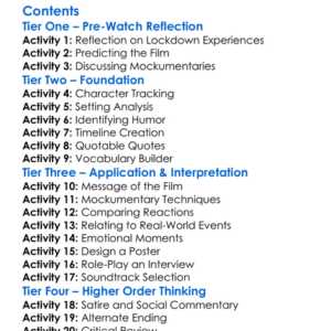 Re-Opening A Lockdown Mockumentary 2023 Worksheet Activity Booklet