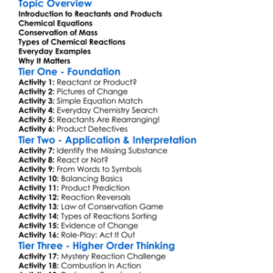 Reactants And Products Worksheet Activity Booklet