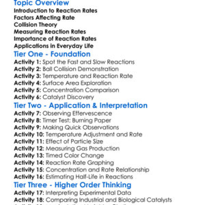 Reaction Rates Worksheet Activity Booklet