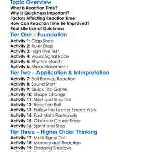 Reaction Time And Quickness Worksheet Activity Booklet
