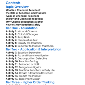 Reactions And Types Of Chemical Reactions Worksheet Activity Booklet