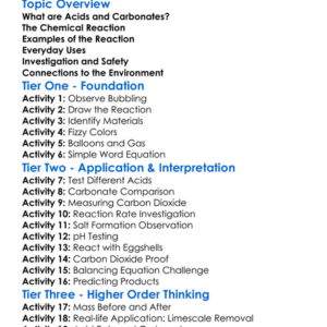 Reactions Of Acids With Carbonates Worksheet Activity Booklet
