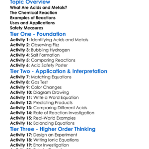 Reactions Of Acids With Metals Worksheet Activity Booklet