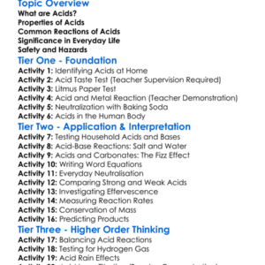 Reactions Of Acids Worksheet Activity Booklet