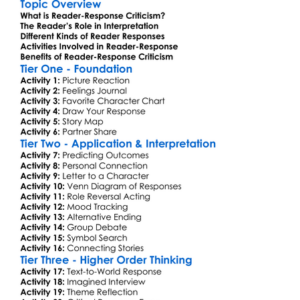 Reader-Response Criticism Worksheet Activity Booklet