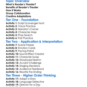 Readers Theater Worksheet Activity Booklet