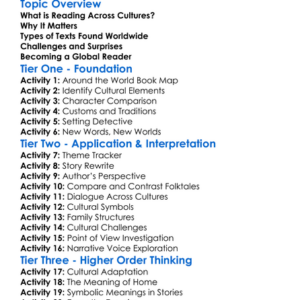Reading Across Cultures Worksheet Activity Booklet