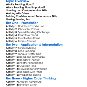 Reading Aloud Worksheet Activity Booklet