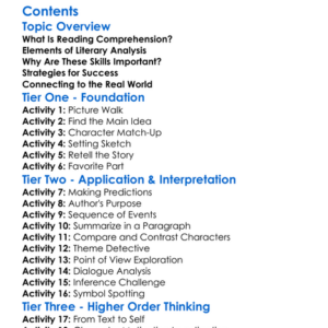 Reading Comprehension And Literary Analysis Worksheet Activity Booklet