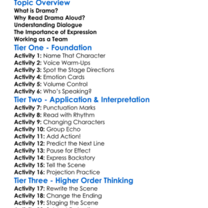 Reading Drama Aloud Worksheet Activity Booklet