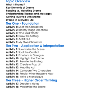Reading Drama Worksheet Activity Booklet