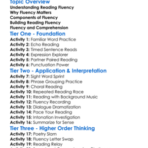 Reading Fluency Worksheet Activity Booklet