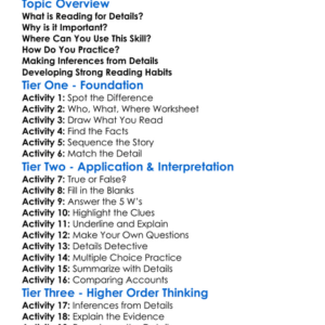 Reading For Details Worksheet Activity Booklet