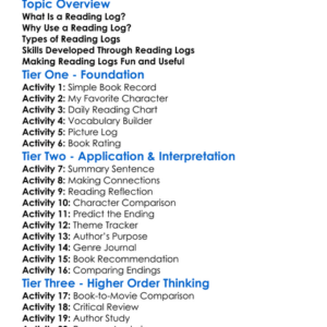 Reading Logs Worksheet Activity Booklet