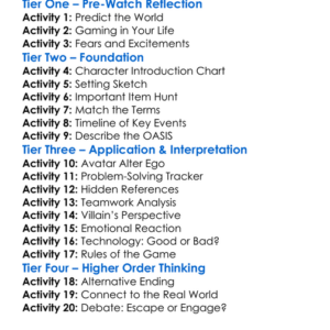 Ready Player One Worksheet Activity Booklet