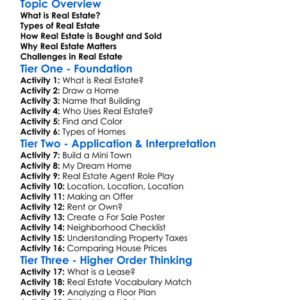 Real Estate Basics Worksheet Activity Booklet